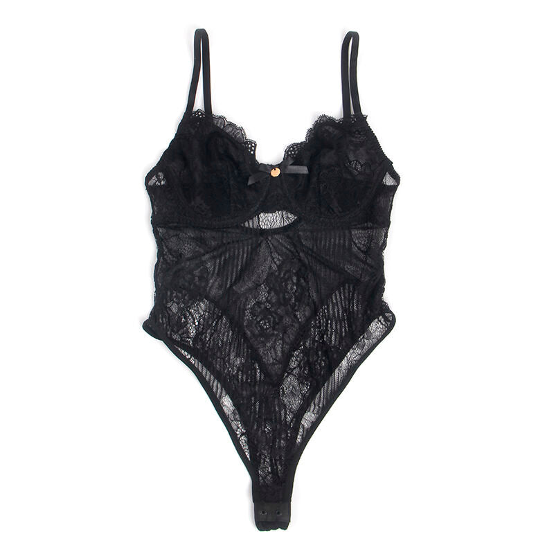 SUBBLIME - 955625 SPITZEN-BODYSUIT MIT UNTERTEILVERSCHLUSS SCHWARZ L/XL