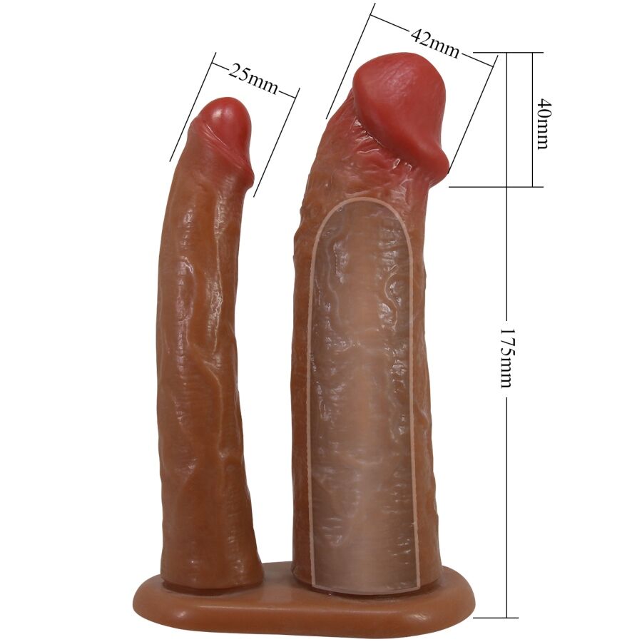 For Yairon Doppelte Penishülle mit 4 cm Verlängerung Mulatte