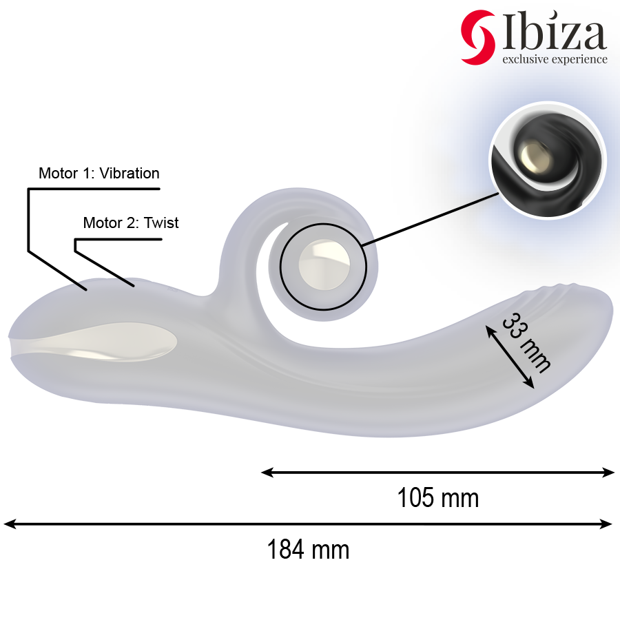 Ibiza Twister – Rotierender Vibrator mit Doppelmotor