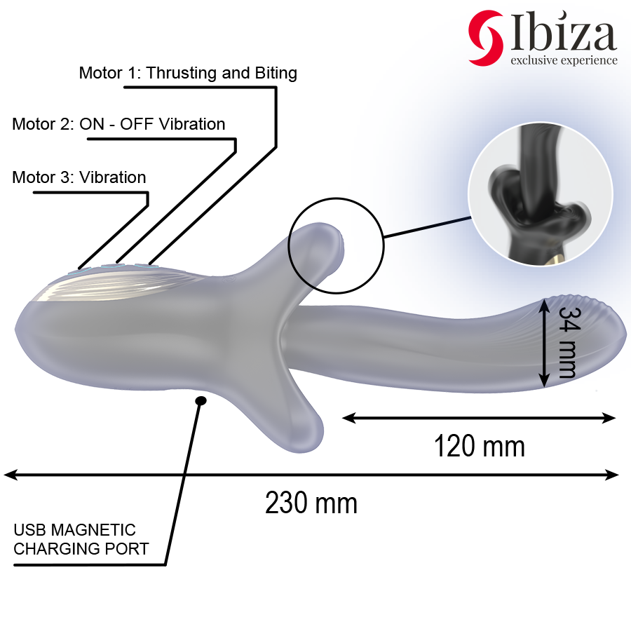 Ibiza – Kraftvibrator mit Stoß- und Beißeffekt