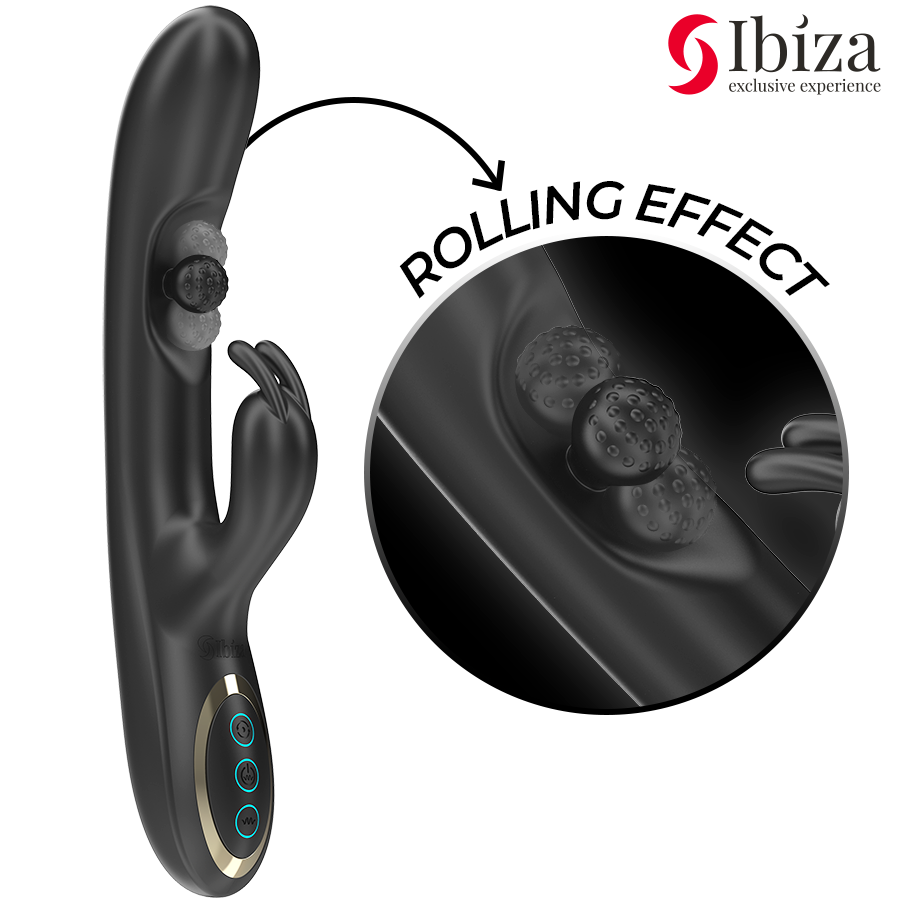 Ibiza – Rabbit-Vibrator mit beweglicher Rollperle, 3 Motoren