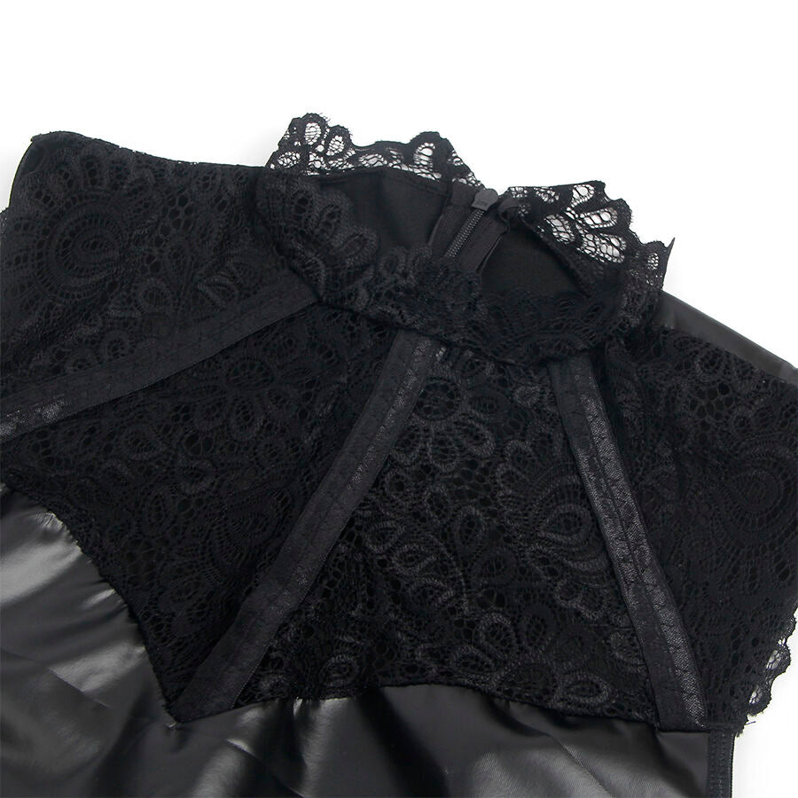 SUBBLIME - 957544 LEDERKLEID MIT SPITZENKRAGEN SCHWARZ S/M