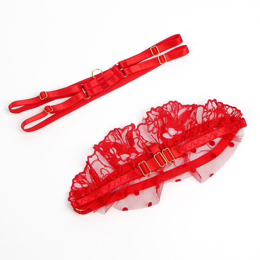 SUBBLIME - 957513 SPITZEN-BH UND STRUMPFBAND-SET ROT L/XL