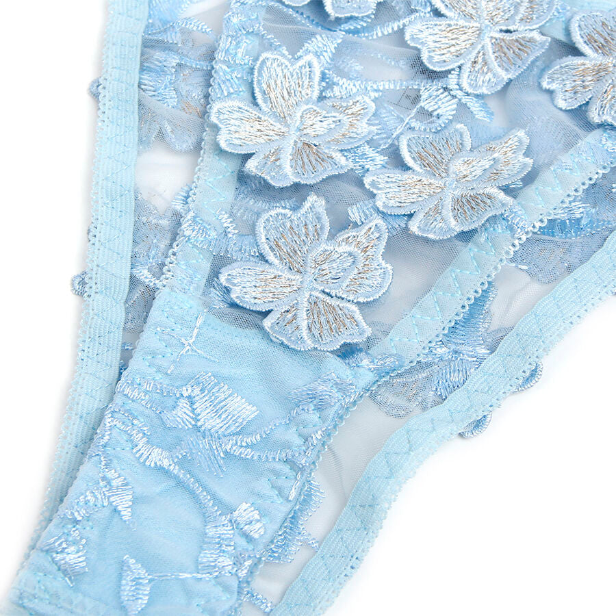 SUBBLIME - 957636 BH- UND SLIP-SET MIT BLUMENSTICKEREI HIMMELBLAU L/XL