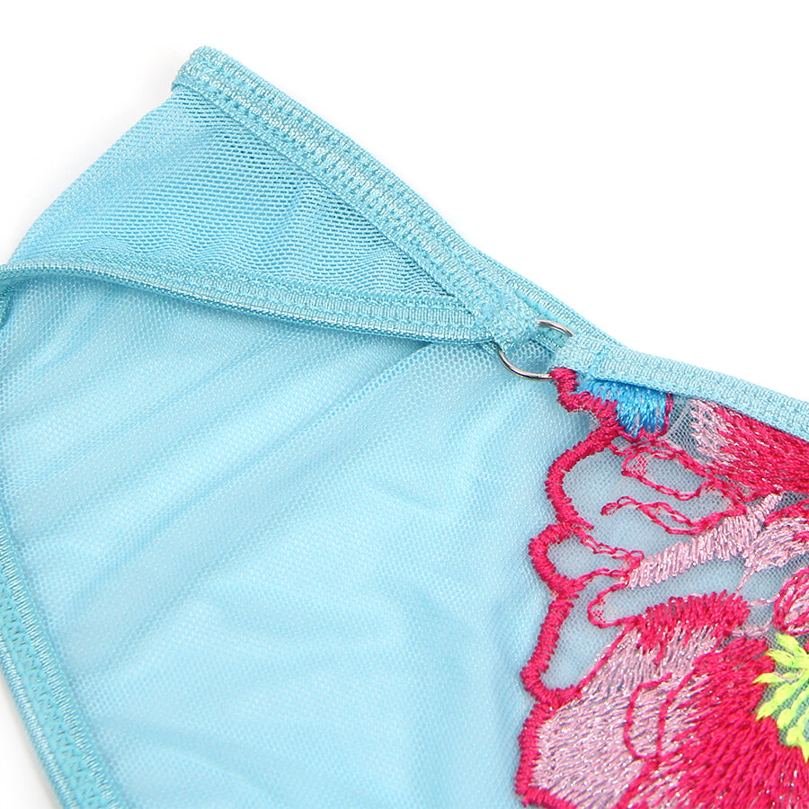 SUBBLIME - 957643 BH- UND STRUMPFGÜRTEL-SET MIT BLUMENSTICKEREI ROSA S/M