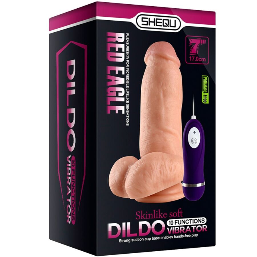 Shequ Red Eagle – Vibrations-Dildo mit Fernbedienung 17 cm