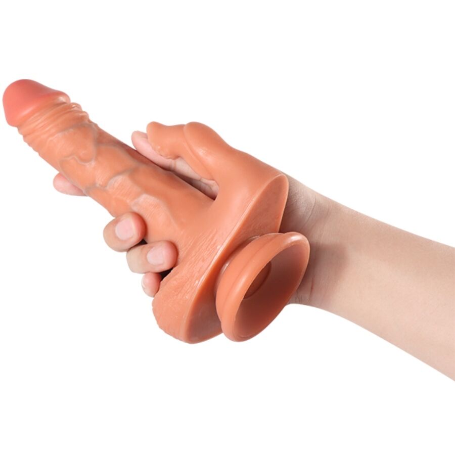Shequ Julian – Vibrations-Dildo mit Klitoris-Arm & Fernbedienung 16 cm