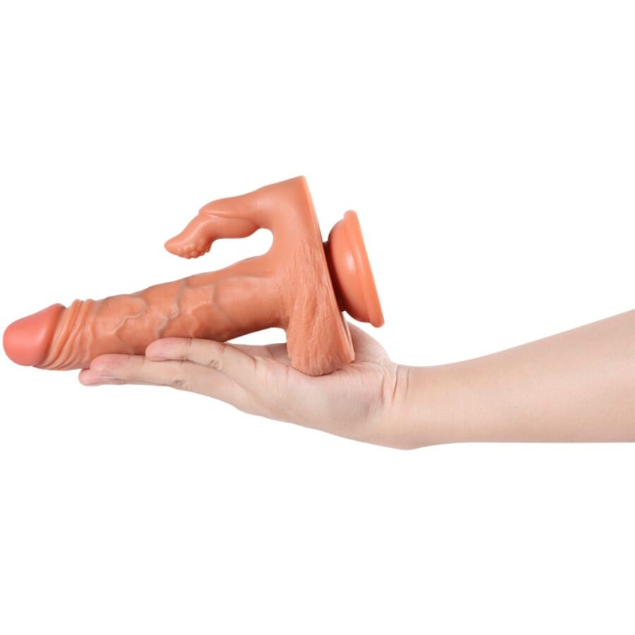 Shequ Julian – Vibrations-Dildo mit Klitoris-Arm & Fernbedienung 16 cm