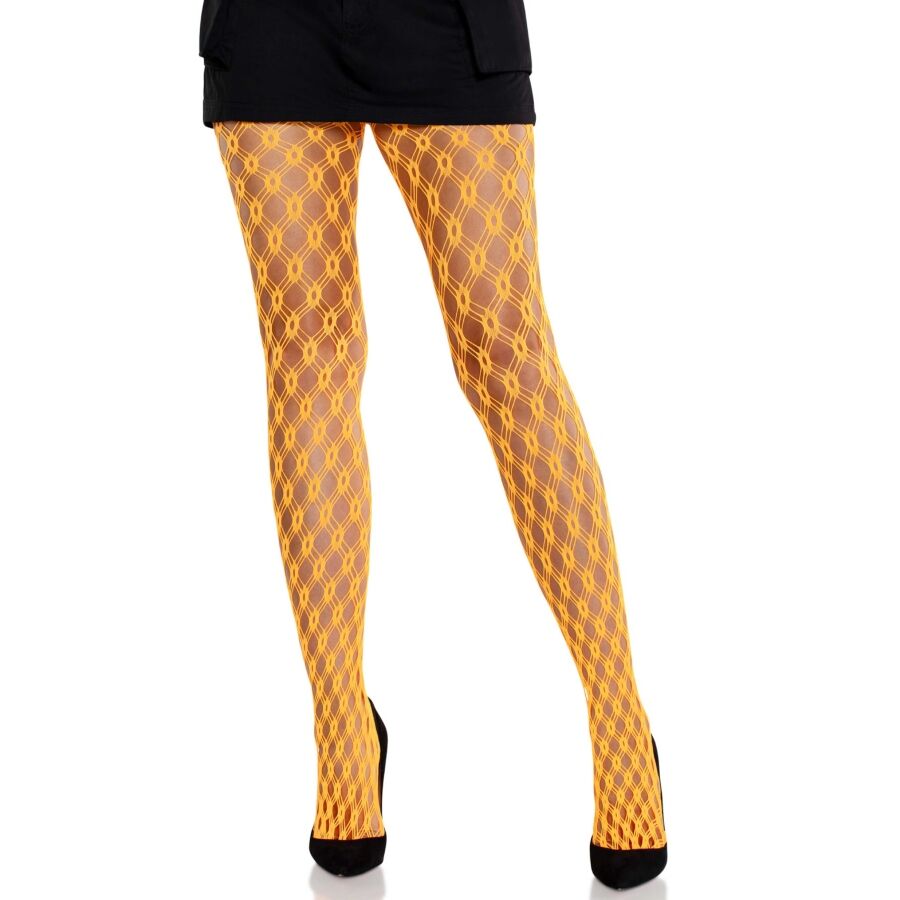 LEG AVENUE - SPITZENSTRUMPFHOSEN MIT ÖSEN NEON ORANGE
