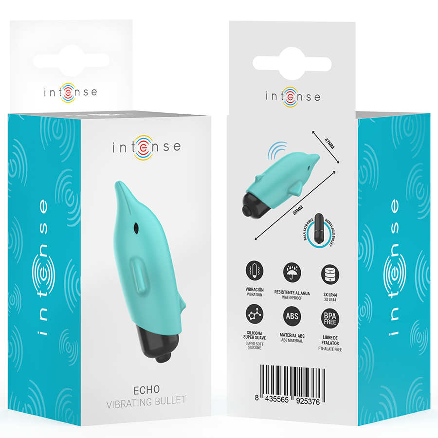 Intense Echo Vibrierendes Bullet Delphin Blau 8 x 4,7 cm