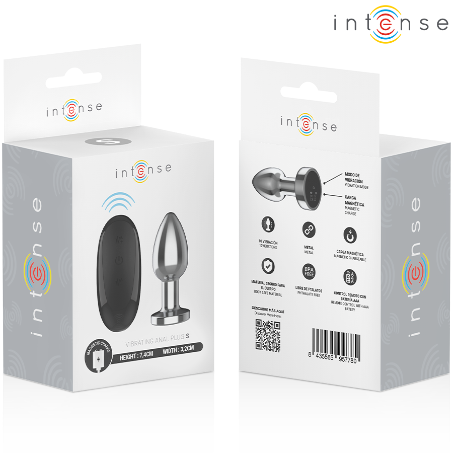 Intense Anal Plug 10 Vibrationen Metall mit Fernbedienung S