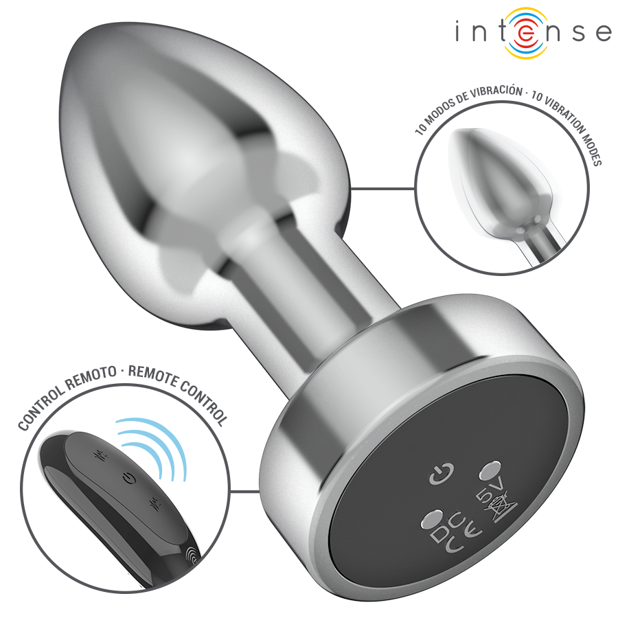 Intense Anal Plug 10 Vibrationen Metall mit Fernbedienung S