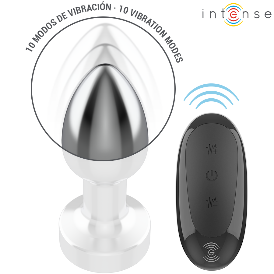 Intense Anal Plug 10 Vibrationen Metall mit Fernbedienung S