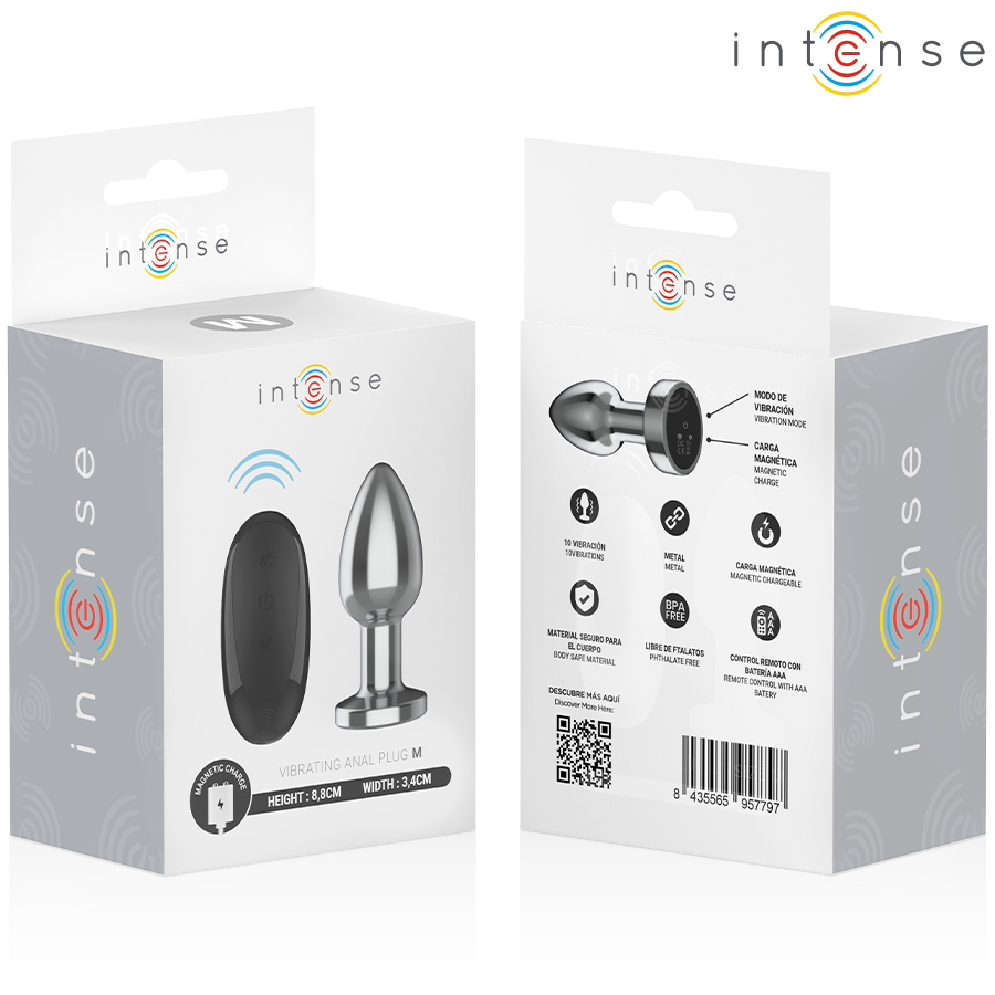 Intense Anal Plug 10 Vibrationen Metall mit Fernbedienung M