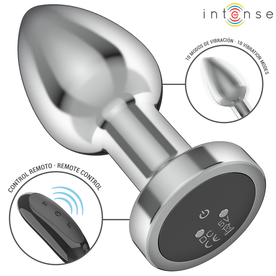 Intense Anal Plug 10 Vibrationen Metall mit Fernbedienung M