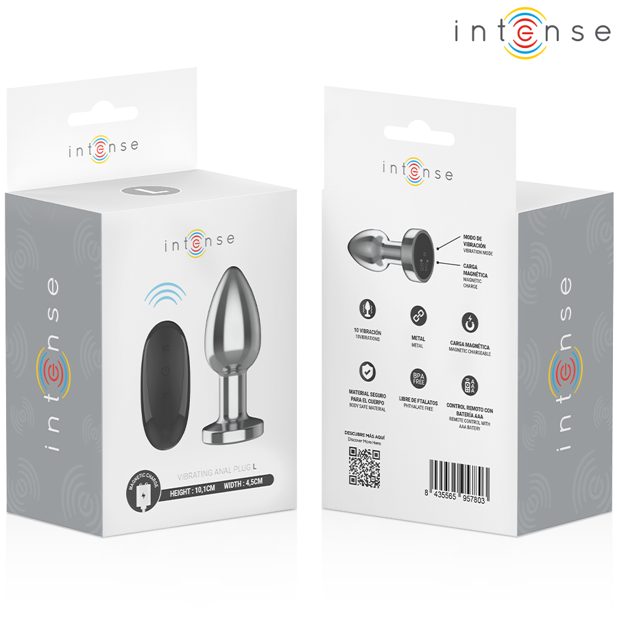 Intense Anal Plug 10 Vibrationen Metall mit Fernbedienung L