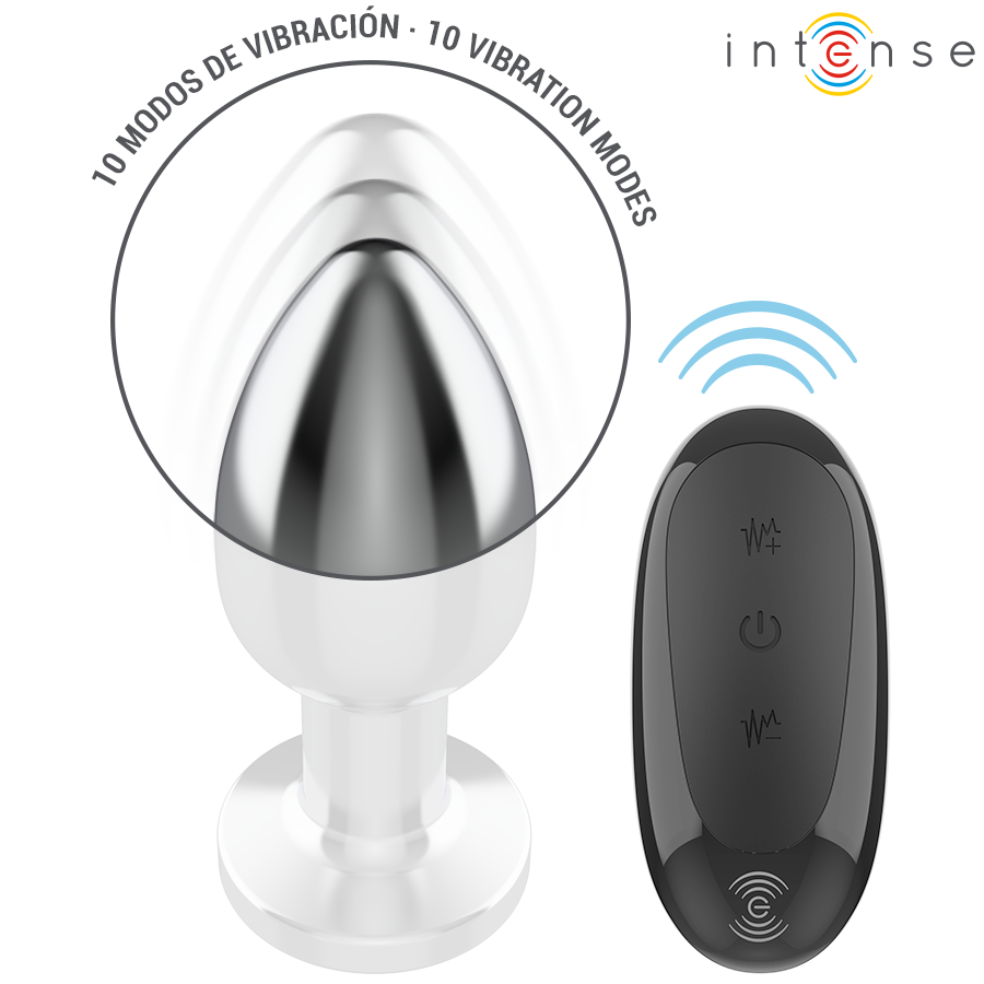 Intense Anal Plug 10 Vibrationen Metall mit Fernbedienung L