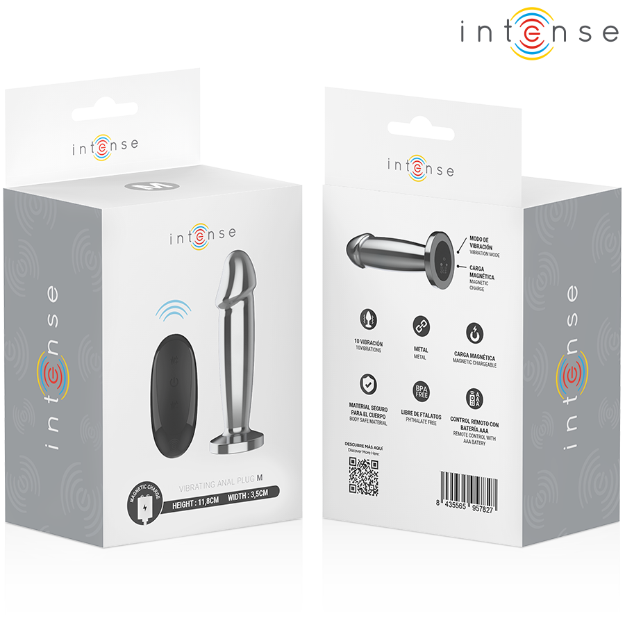 Intense Anal Plug 10 Vibrationen Metalldildo mit Fernbedienung M