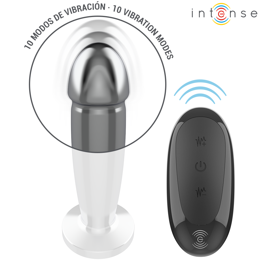 Intense Anal Plug 10 Vibrationen Metalldildo mit Fernbedienung M