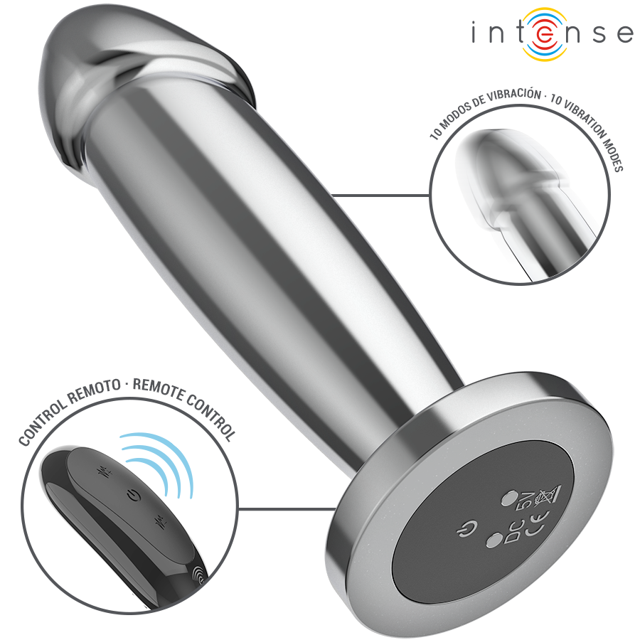 Intense Anal Plug 10 Vibrationen Metalldildo mit Fernbedienung M