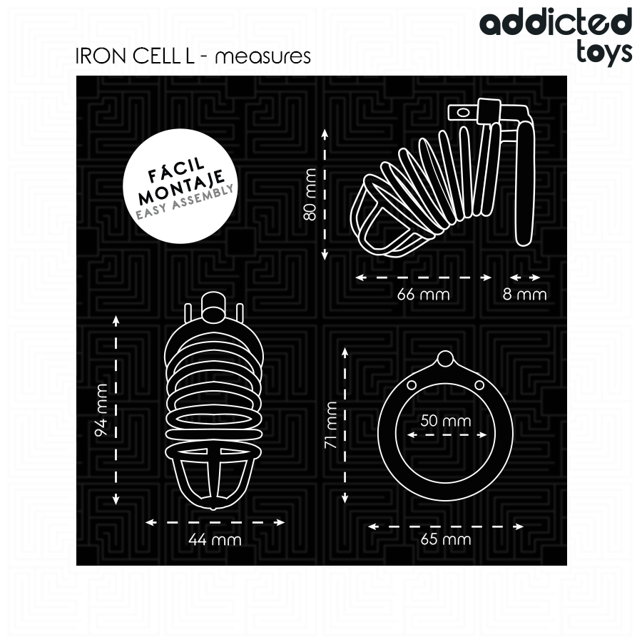 Addicted Iron Cell Metall-peniskäfig 5 cm Grösse L