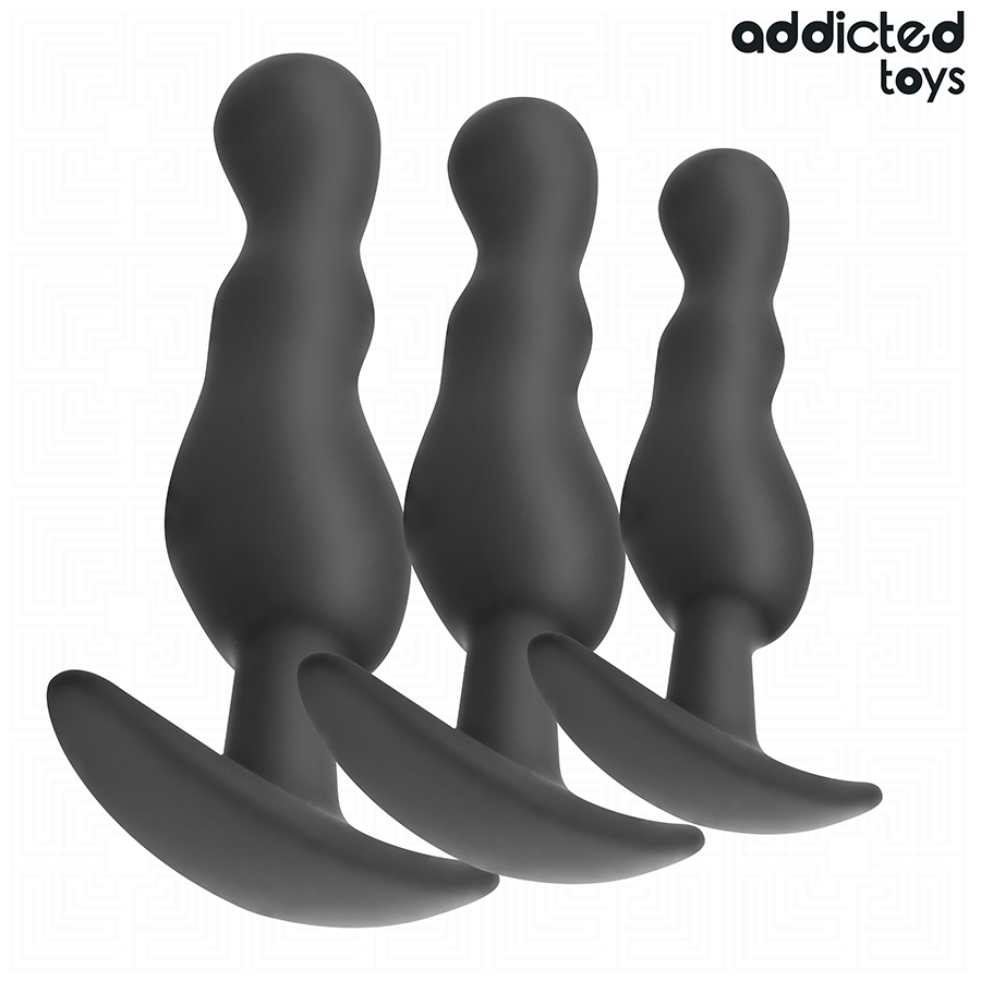 Addicted Toys 3er Analplug-Set Modell 1 – gewellt, Silikon