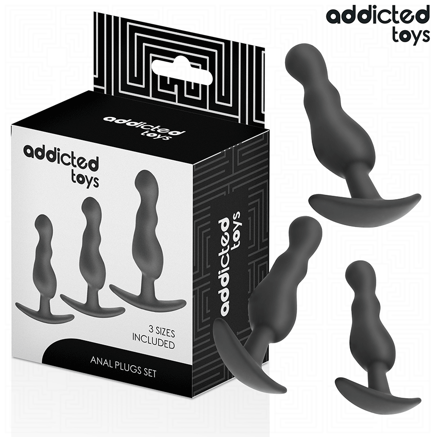 Addicted Toys 3er Analplug-Set Modell 1 – gewellt, Silikon