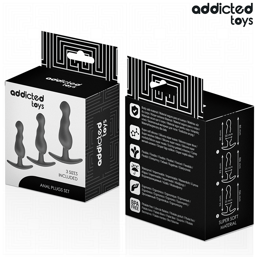 Addicted Toys 3er Analplug-Set Modell 1 – gewellt, Silikon