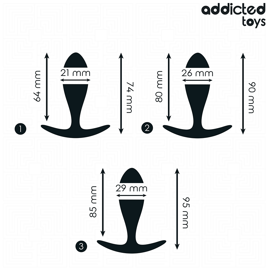 Addicted Toys 3er Analplug-Set Modell 2 – glatt, Silikon