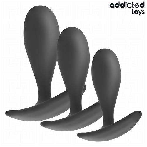 Addicted Toys 3er Analplug-Set Modell 2 – glatt, Silikon