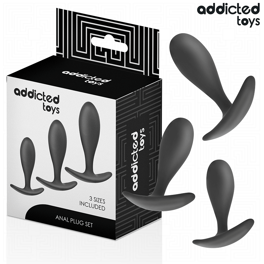Addicted Toys 3er Analplug-Set Modell 2 – glatt, Silikon