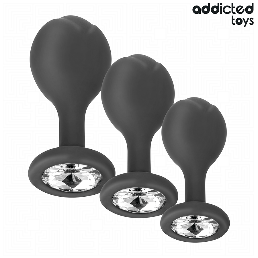 Addicted Toys 3er Analplug-Set mit Schmuckstein – Silikon
