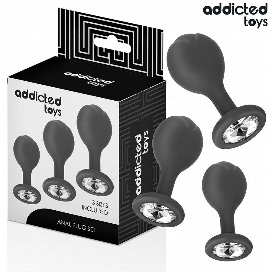 Addicted Toys 3er Analplug-Set mit Schmuckstein – Silikon