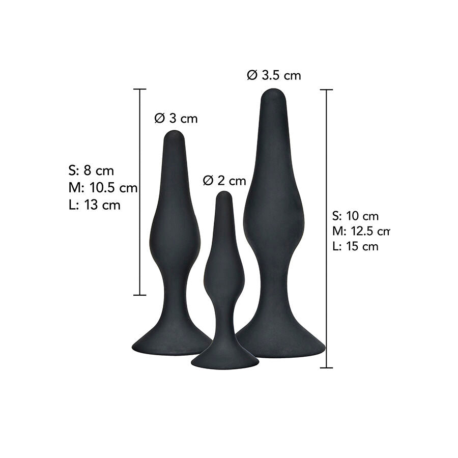 ToyJoy Anal Play Curvy Companions – 3 Plugs, Schwarz