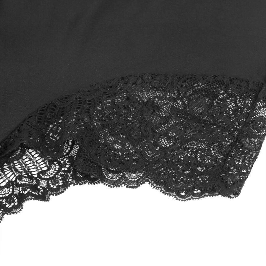 SUBBLIME - SCHWARZER TEDDY MIT BLUMENSPITZENDETAIL L/XL