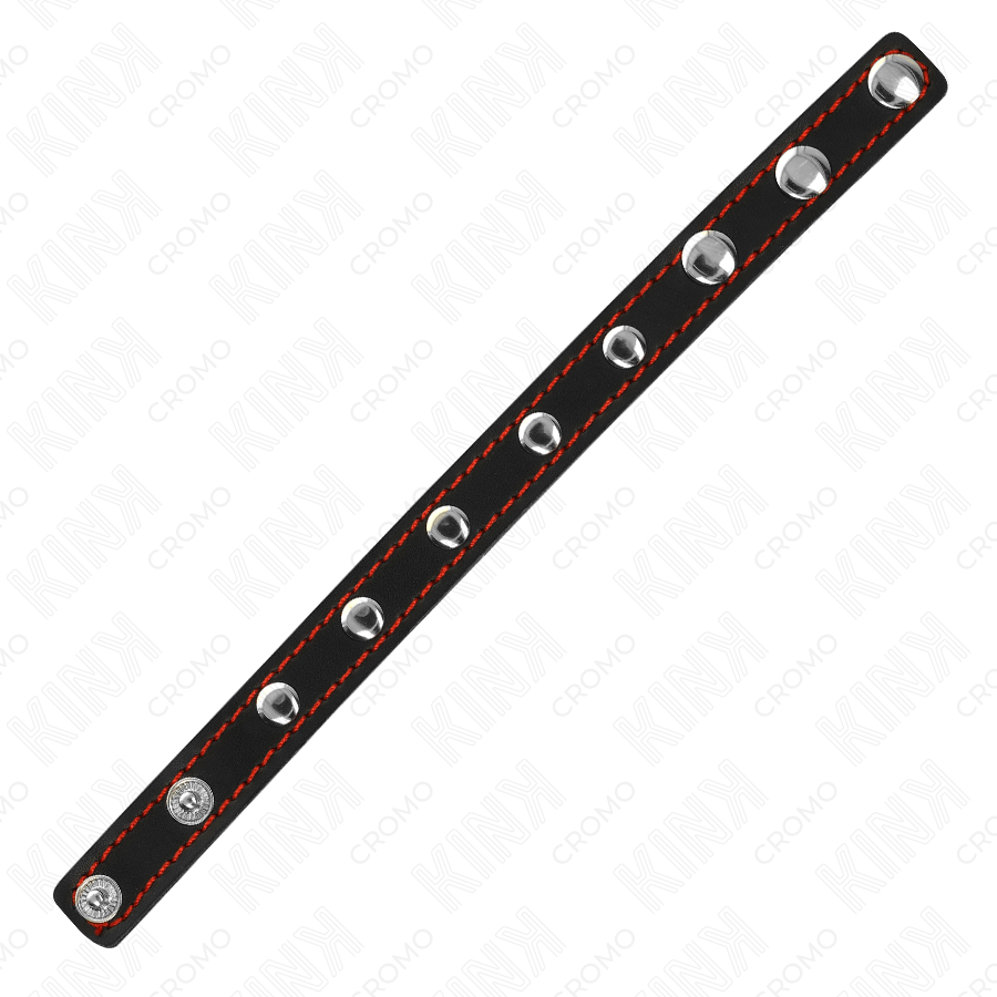 Kink Penisring aus Leder mit Druckverschluss Rot Futter 21 x 1,5