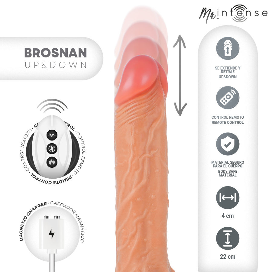 Mr. Intense Brosnan – Realist. Vibrationsdildo 22 cm