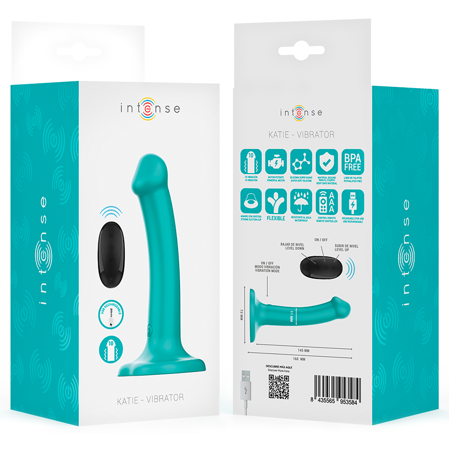 Intense Katie Vibrator mit Saugnäpfen 10 Vibrationen Blau