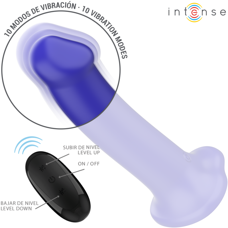 Intense Victoria Vibrator mit Saugnapf 10 Vibrationen Dunkelblau