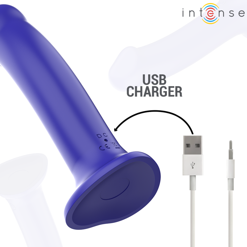 Intense Victoria Vibrator mit Saugnapf 10 Vibrationen Dunkelblau