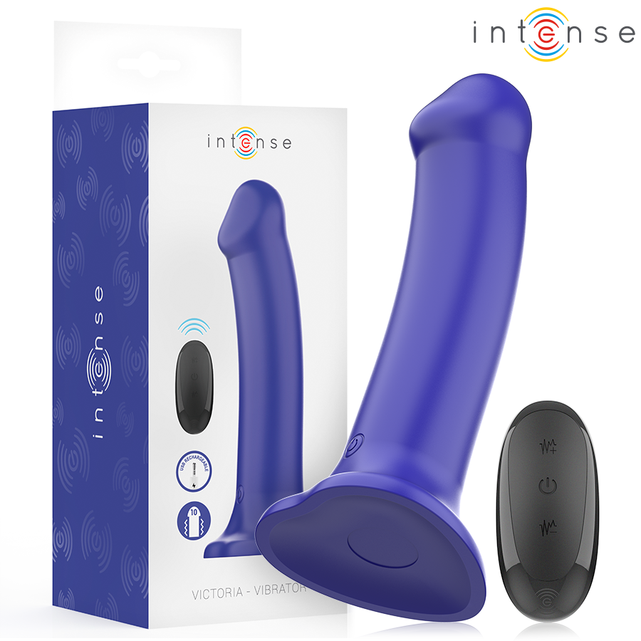 Intense Victoria Vibrator mit Saugnapf 10 Vibrationen Dunkelblau
