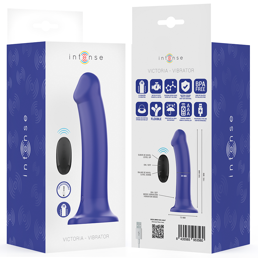 Intense Victoria Vibrator mit Saugnapf 10 Vibrationen Dunkelblau