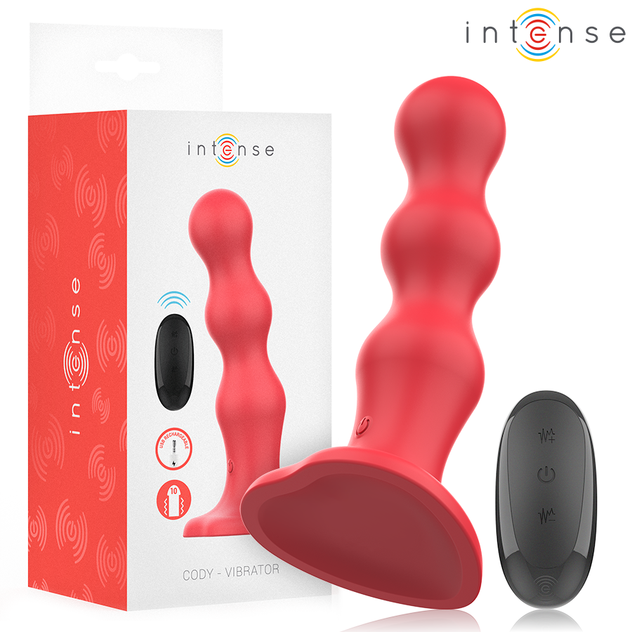 Intense Cody Vibrator mit Saugnäpfen Rote Fernbedienung