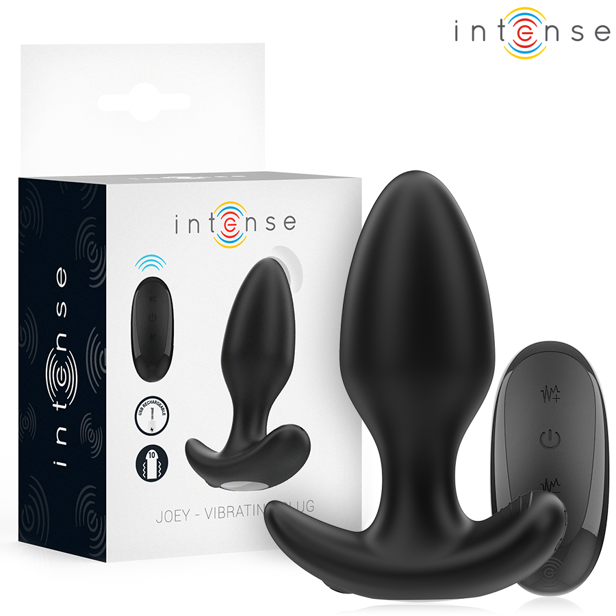 Intense Joey Anal Plug 10 Vibrationen Schwarz Fernbedienung