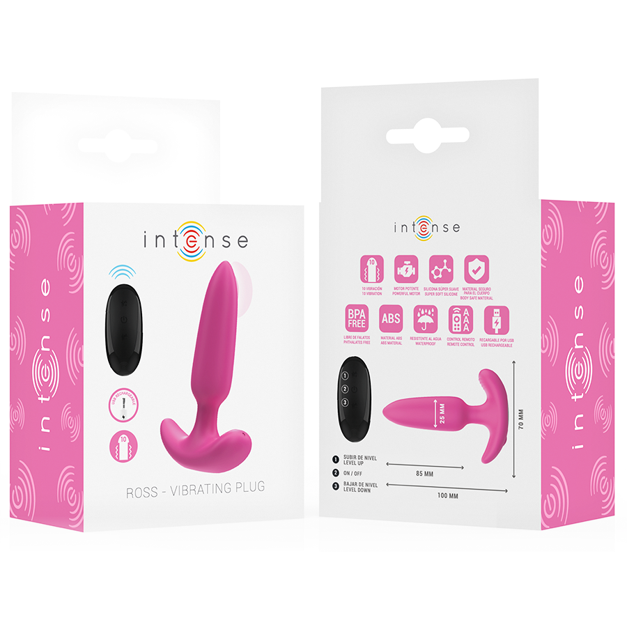 Intense Ross Anal Plug 10 Vibrationen Rosa Fernbedienung