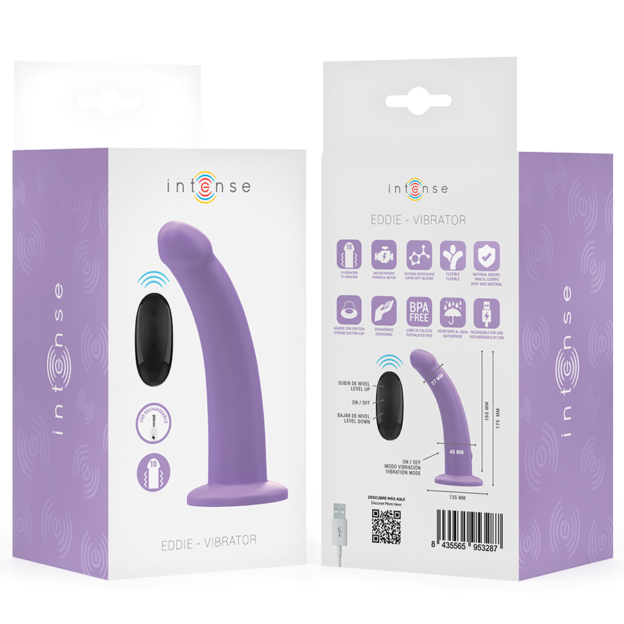 Intense Eddie Vibrator 17,5 cm 10 Vibrationen Lila Fernbedienung