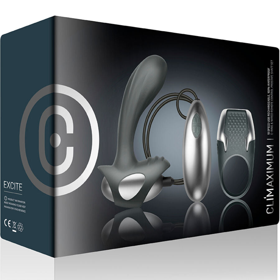 Climaximum Excite Kit – Penisring + kabelgebundener Prostatamassager