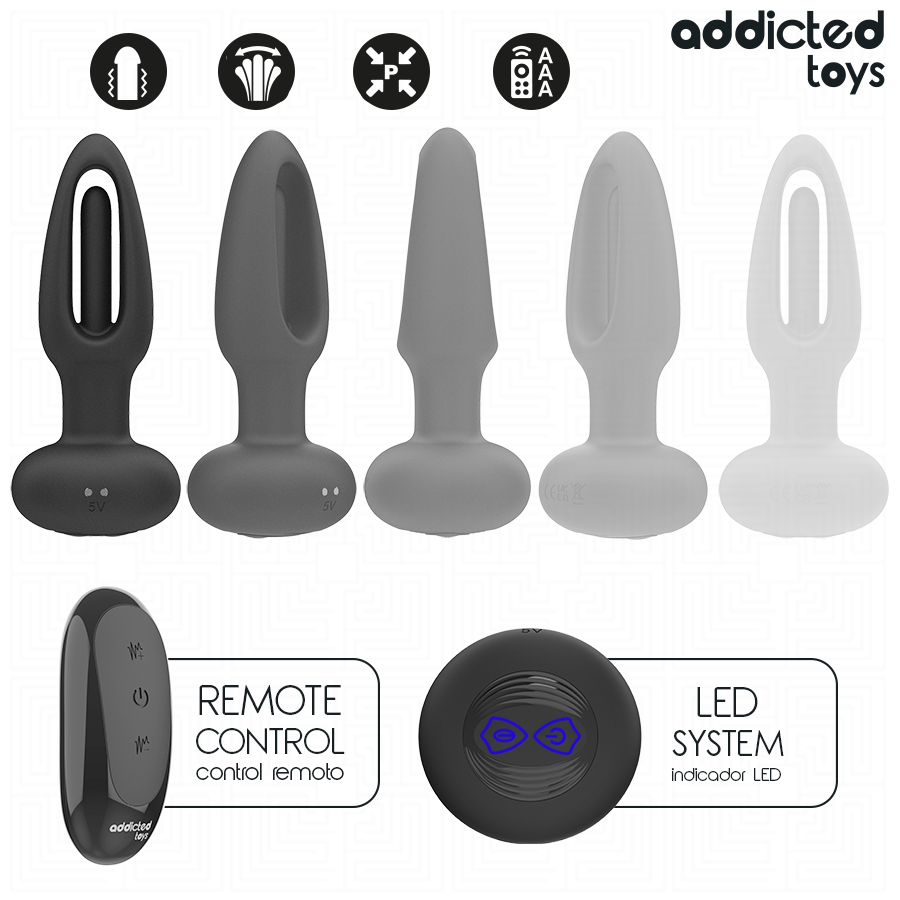 Addicted Analplug mit Vibrierender Zunge und Fernbedienung