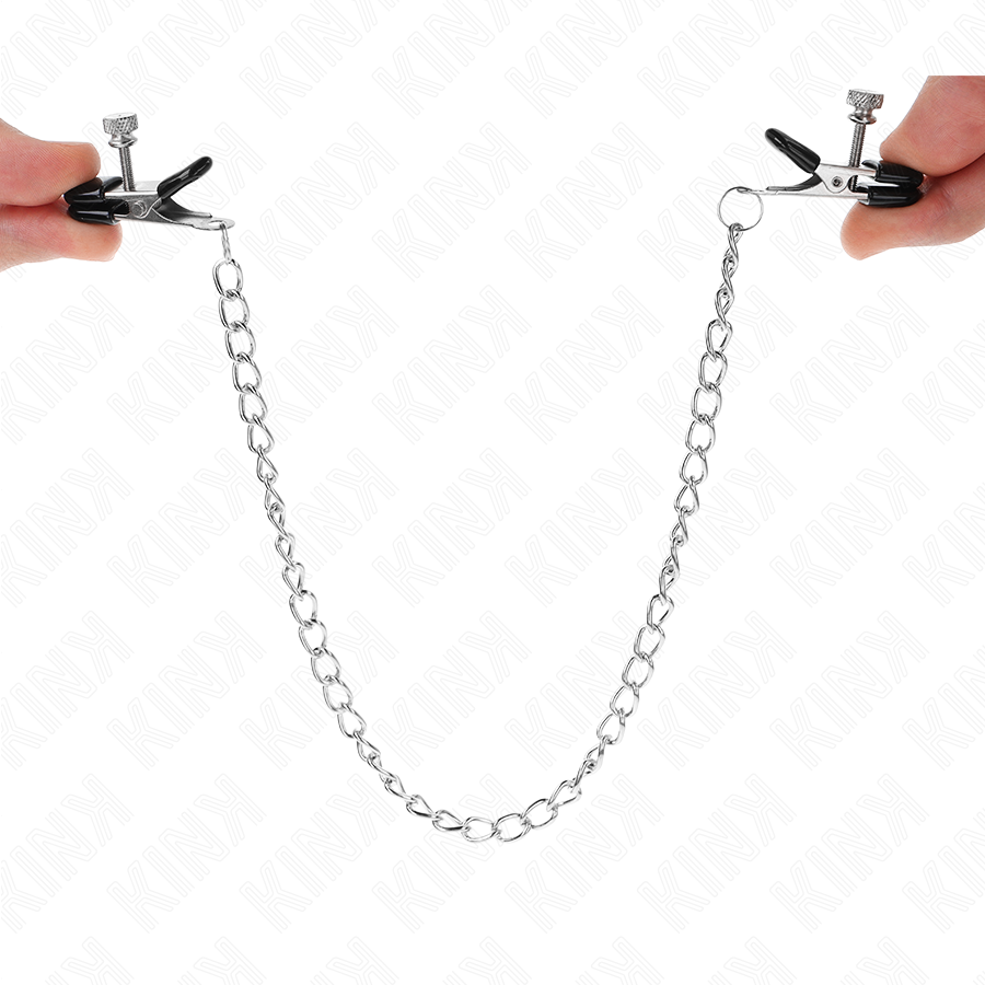Kink Flache Kette Nippelklemmen Silber 34 cm