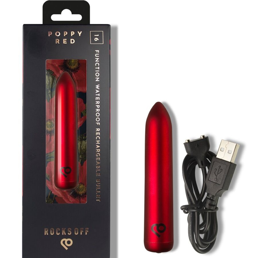 Rocks-Off Wiederaufladbarer Bullet-Vibrator – Poppy Red